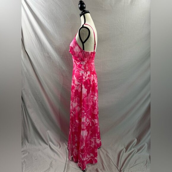 Boho Floral Shirred back Maxi Dress Pink - Picture 8 of 9